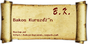 Bakos Kurszán névjegykártya